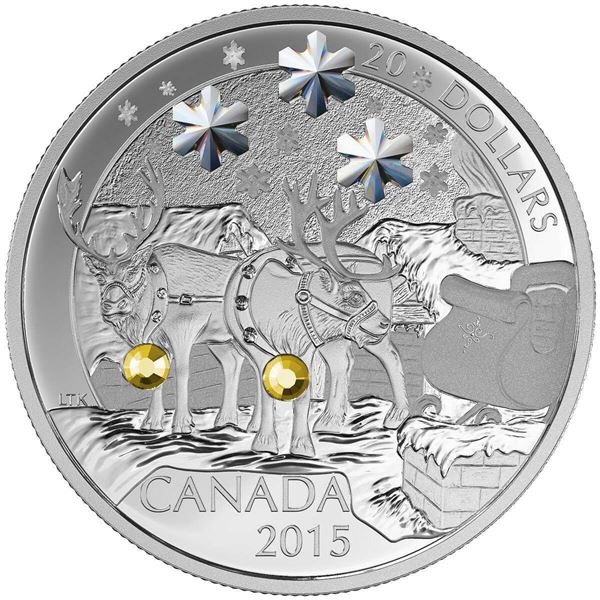 2015 $20 Holiday Reindeer - Pure Silver Coin