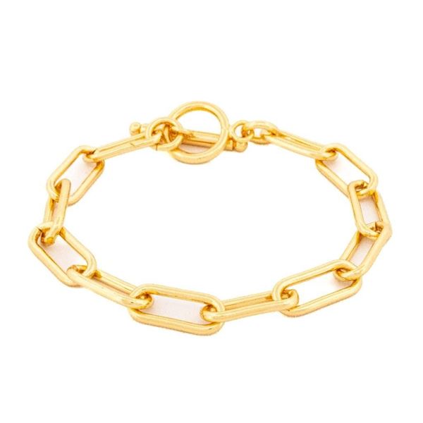 18kt Oro Laminado Paper Clip Link Bracelet w/ Togg