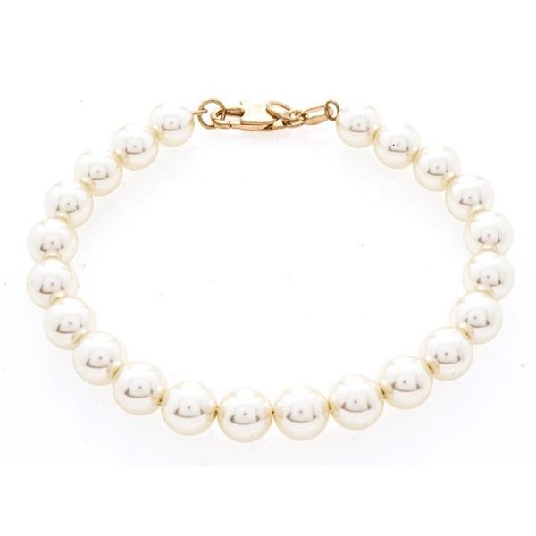 18kt Oro Laminado Clasp - Pearl Bracelet 7.5"