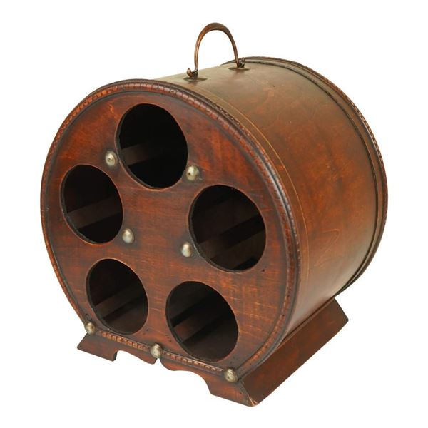 Round 5-Bottle Wine Rack with Metal Handle