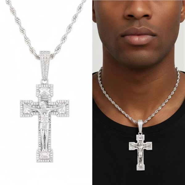 Crucifix Pendant & Chain -MenÕs 20Ó solid silver r
