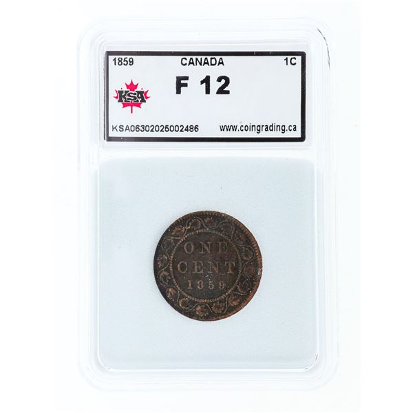 1859 Canada Victoria Large One Cent Coin F12 KSA S