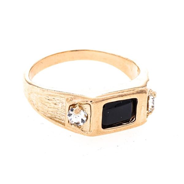 18kt Oro Laminado Bezel Set Onyx & Gemstone Signet