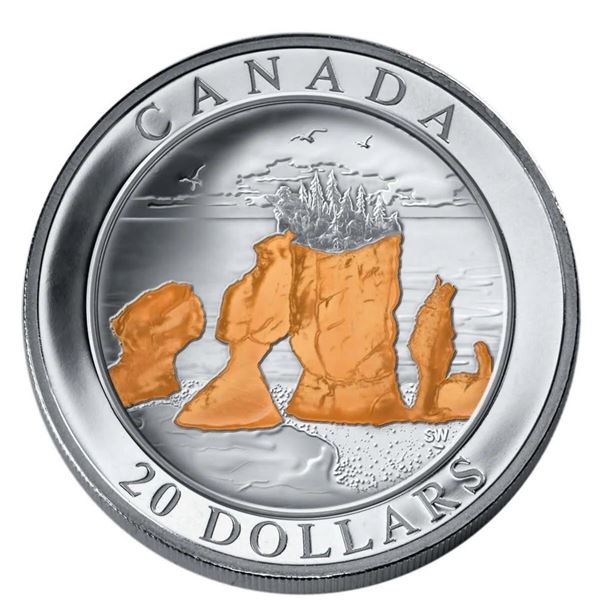 2004 $20 Hopewell Rocks - Pure Silver Coin