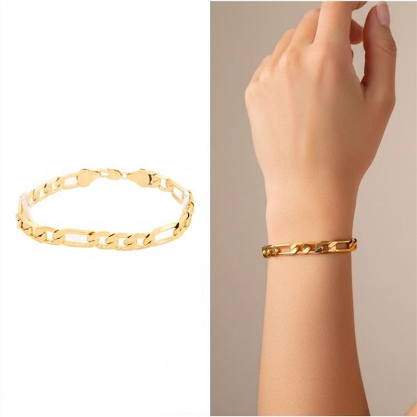 18kt Oro Laminado Figaro Link Necklace/Chain  8" (