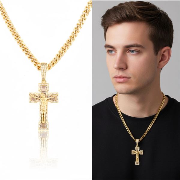 14/18kt Gold Overlay Oro Laminado Cross/Crucifix P