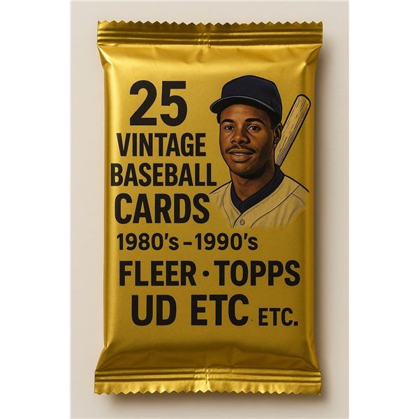 Vintage Baseball Card Mystery Pack Ð 25-Card Lot (
