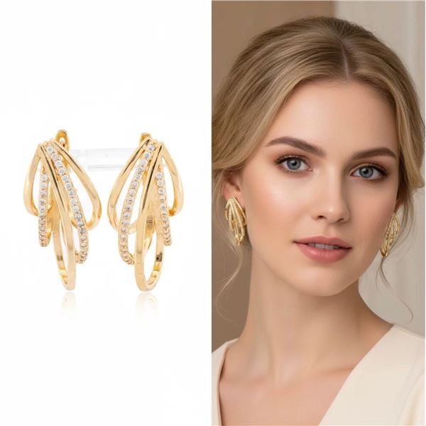 18kt Gold-Overlay Oro Laminado Multi-Hoop Earrings