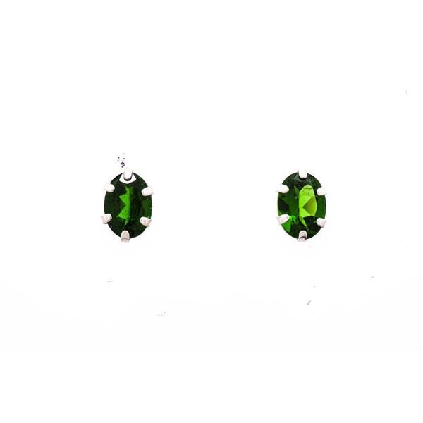 Sterling Silver Genuine Diopside Stud Earrings 2.0
