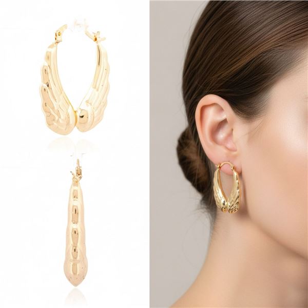 18kt Gold Layered Oro Lamindao Creole Hoop Earring
