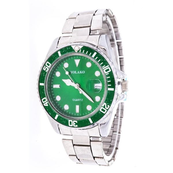 Gent's Qtz. Watch Stainless Steel Green Dial
