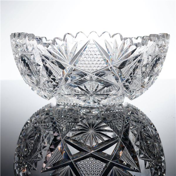 American Brilliant Period Cut Crystal Bowl with Sawtooth Edge