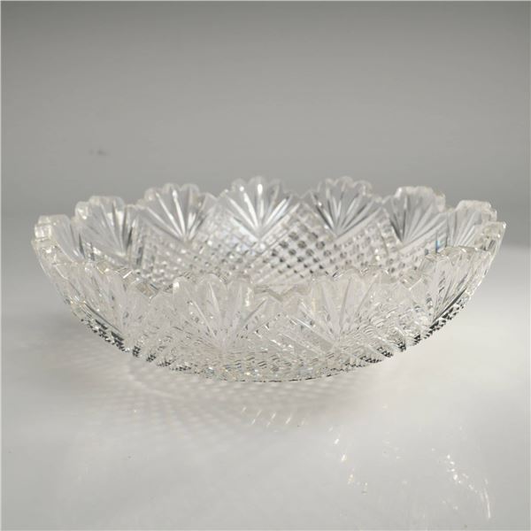 American Brilliant Period Cut Glass Bowl in the Strawberry Diamond and Fan Pattern