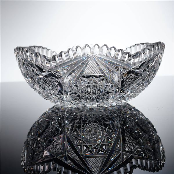 Johnson Cut Crystal Bowl with Sawtooth Edge