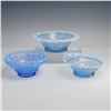 Image 1 : Three Imperial Glass Katy Blue Opalescent Lace Edge Bowls