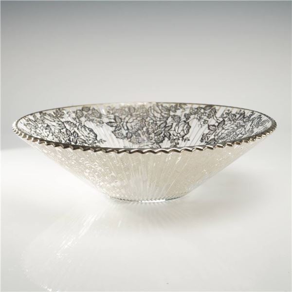 Heisey Ridgeleigh Glass Fruit Bowl with Sterling Silver Overlay