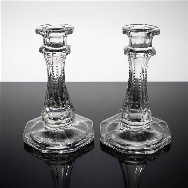 Tiffany & Co. Plymouth Pattern Crystal Candlesticks, Pair