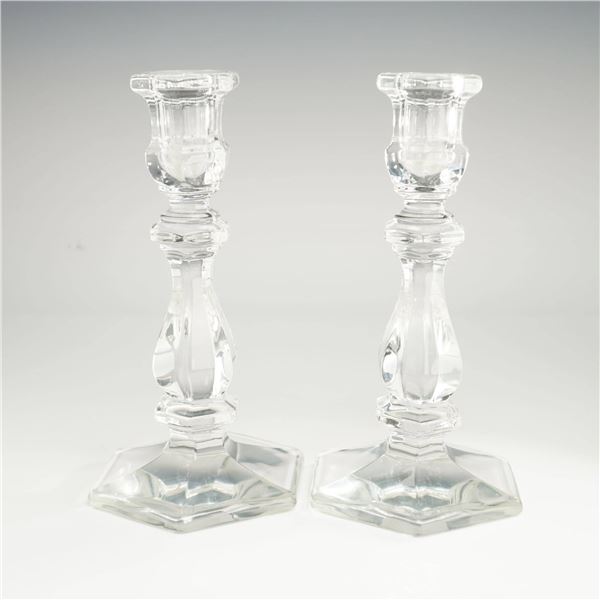 A Pair of Heisey Old Williamsburg Pattern Crystal Candlestick Holders
