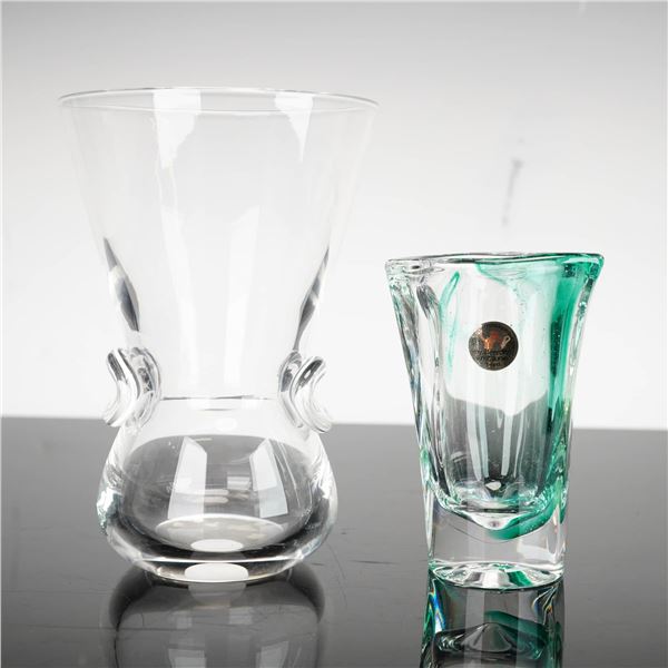 2pc Steuban and Royal Leerdam Glass Vases