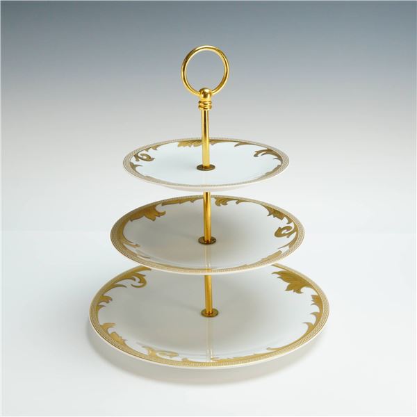 Rosenthal Versace Three-Tiered Cake Stand, Arabesque Gold