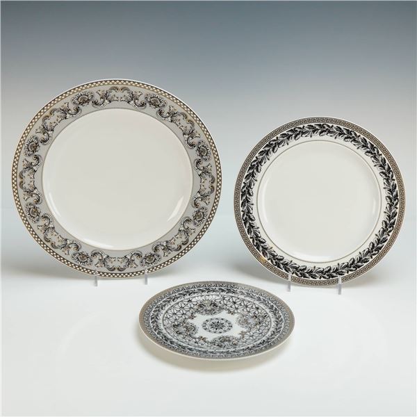 3pc Versace Rosenthal Porcelain Plates, Marqueterie