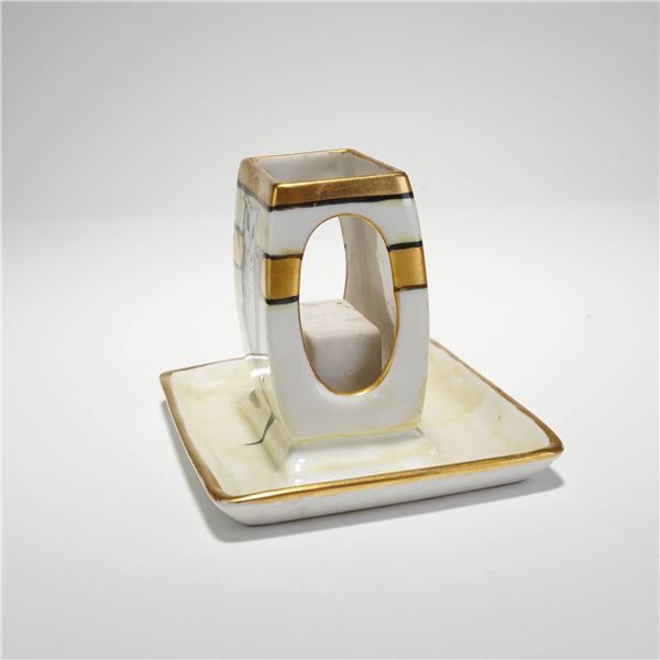 Tressemanes and Vogt Limoges and Japanese Art Deco Lusterware Owl-Bat Tobacco Grouping