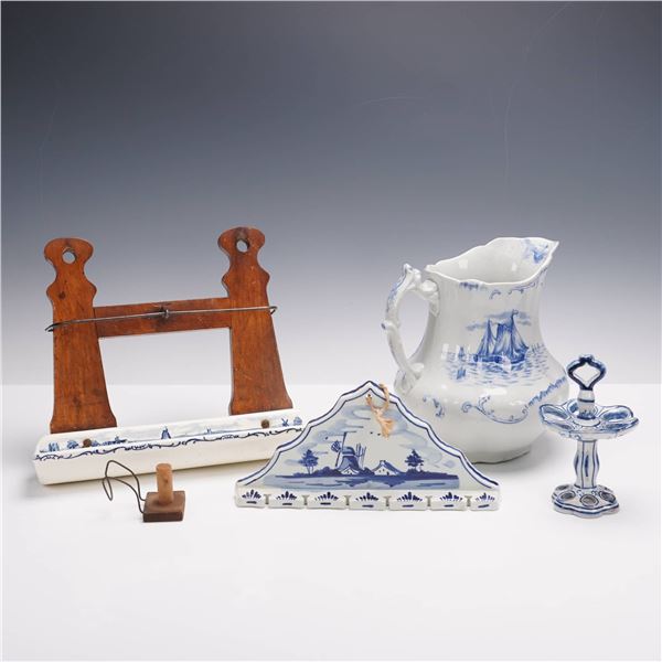 5pc Delft Ceramic Blue and White Domestic Collectibles