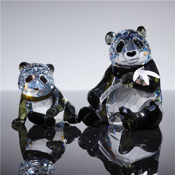 Swarovski SCS Annual Edition 2008 Crystal Pandas Figurines