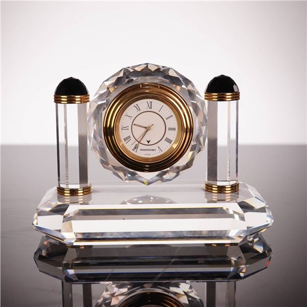 Swarovski Belle Ã‰poque Gold Mantel Clock, Model 25077, Late 20th Century