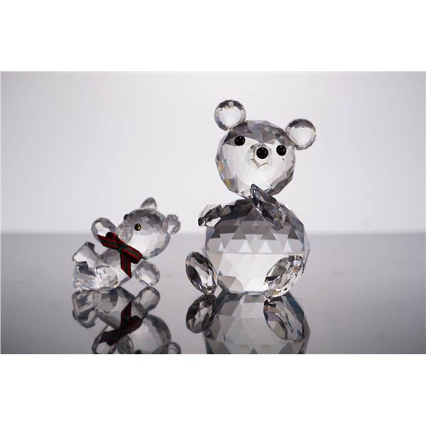 Swarovski Silver Crystal Teddy Bear Figurines, Set of Two