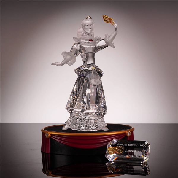 3pc Swarovski Crystal 2000 Annual Edition Figurine Columbine Plaque and Base 242032