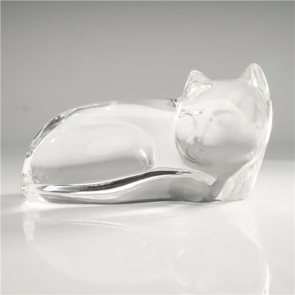 Val St. Lambert Crystal Cat Figure by Katherine de Sousa