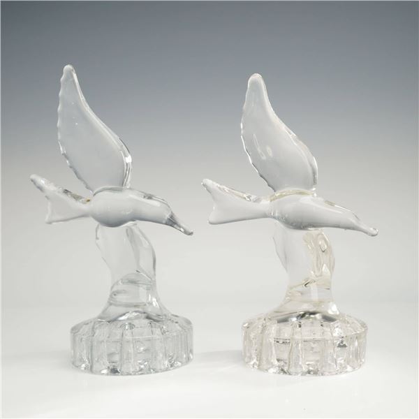A Pair of Cambridge Glass Seagull Flower Frogs Pattern #1138