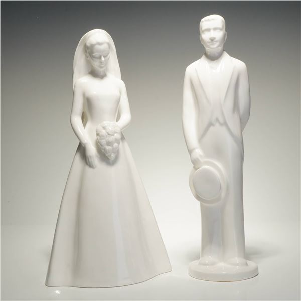2pc Coalport Moments Bone China Figurines, The Bride and The Groom
