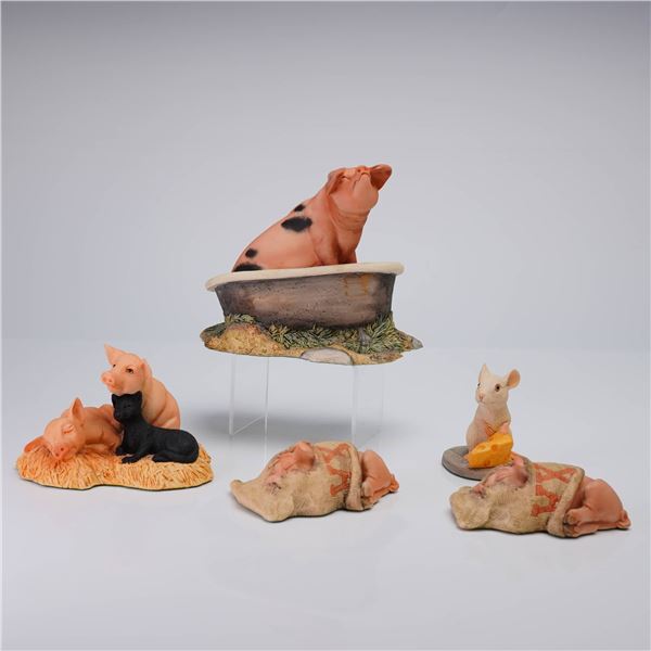 5pc Border Fine Arts Pig and Farm Animal Figurines