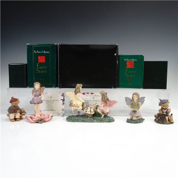 5pc Dezine The Fairy Collection and Artist Bear Figurines with Boxes