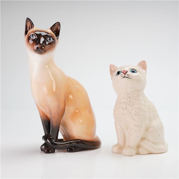 2pc Royal Doulton Ceramic Cat Figurines