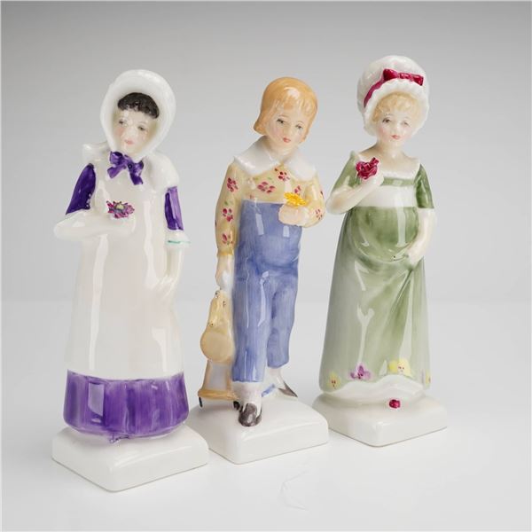 Three Royal Doulton Bone China Figurines Anna HN2802 Ruth HN2799 and Tom HN2864