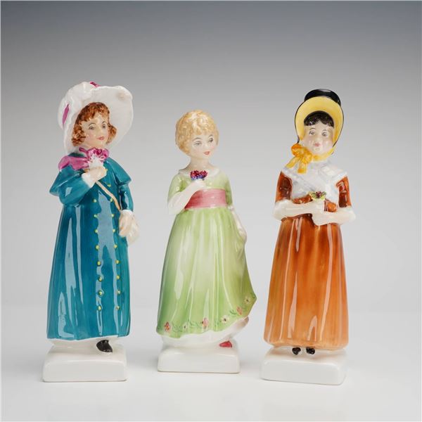 Three Royal Doulton Bone China Figurines, Tess (HN2865), Louise (HN2869), and Carrie (HN2800)