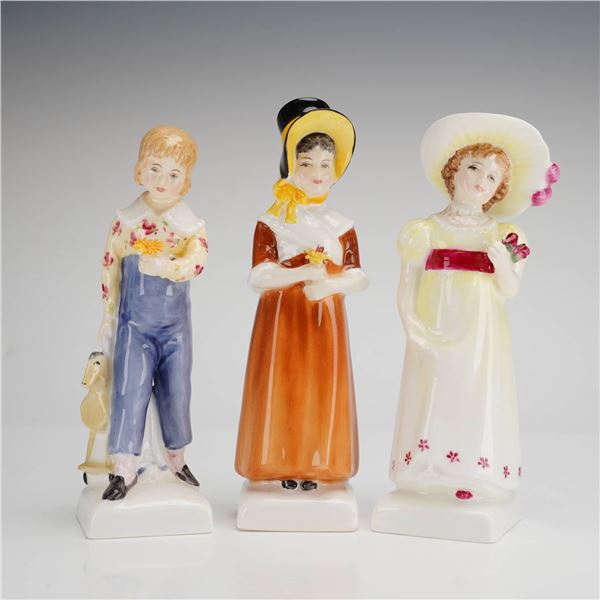 Three Royal Doulton Kate Greenaway Figurines Louise Tom Lori