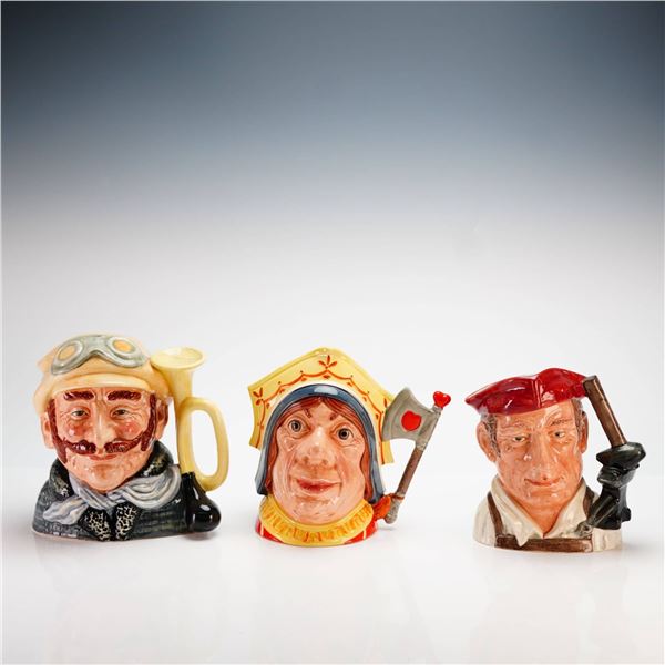 Royal Doulton Three Character Jugs Veteran Motorist Red Queen and Blacksmith