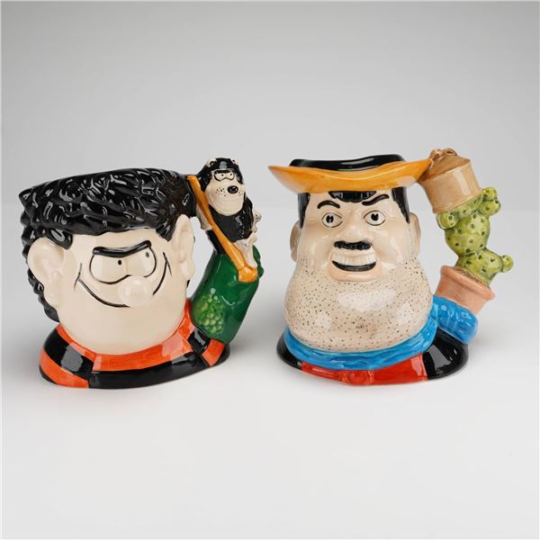 Two Royal Doulton Character Jugs Dennis and Gnasher D7033 and Desperate Dan D7034