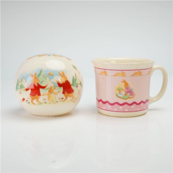 2pc Royal Doulton Bunnykins Bone China Money Ball and Mug