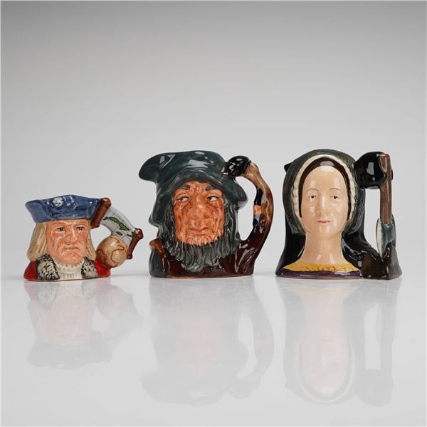 Three Royal Doulton Mini Jugs Rip Van Winkle Anne Boleyn Columbus