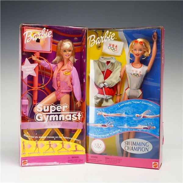 Mattel A Pair of Barbie Dolls, Super Gymnast and USA Olympic Swimming Champion, 11.5 inches