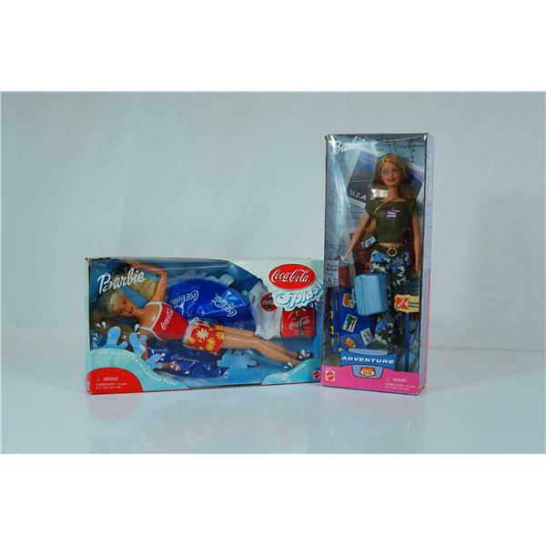 A Pair of Mattel Barbie Special Edition Dolls, Coca-Cola Splash and Adventure Route 66, 11.5 Inches