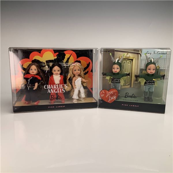 Two Mattel Barbie Collector Pink Label Kelly Doll Giftsets Including Charlie's Angels and I Love Luc