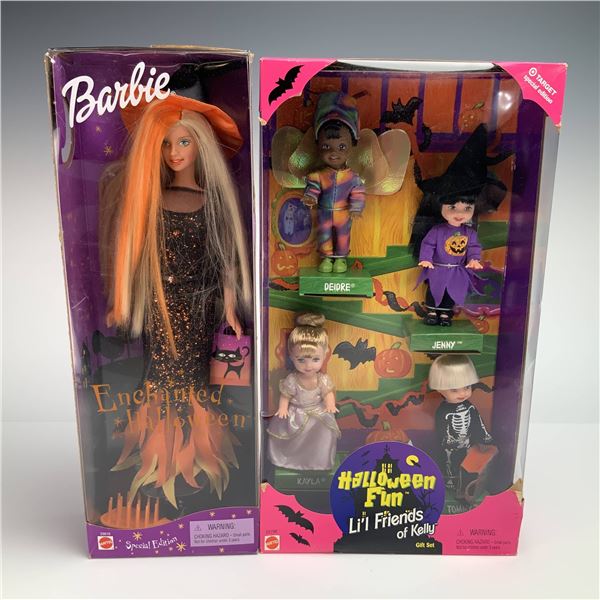 Two Mattel Halloween Special Edition Doll Sets Including Enchanted Halloween Barbie and Li'l Friends