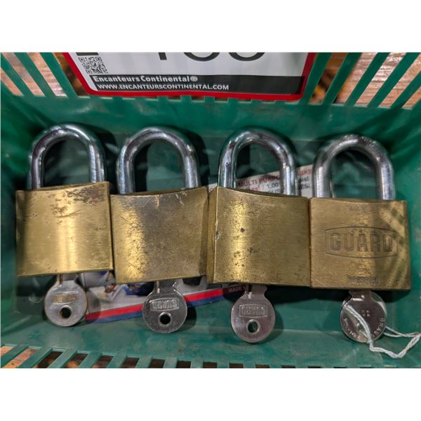 LOT DE 4 CADENAS GUARD AVEC CLÉS "MASTER"