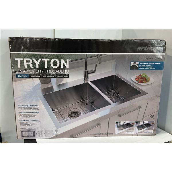 ÉVIER DOUBLE EN ACIER INOXYDABLE ARTIKA 31-1/4"X20-1/2"X9" # 1225465